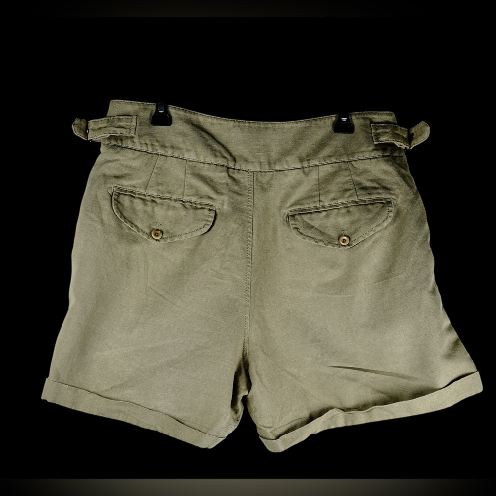Banana Republic Khaki Linen Blend Pleated Belted Shorts – Size 14 - Picture 5 of 13